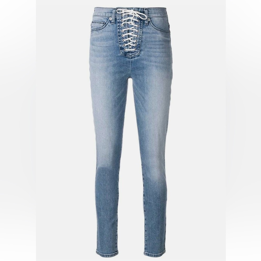 Hudson Jeans Light Blue Lace-Up Skinny Jeans